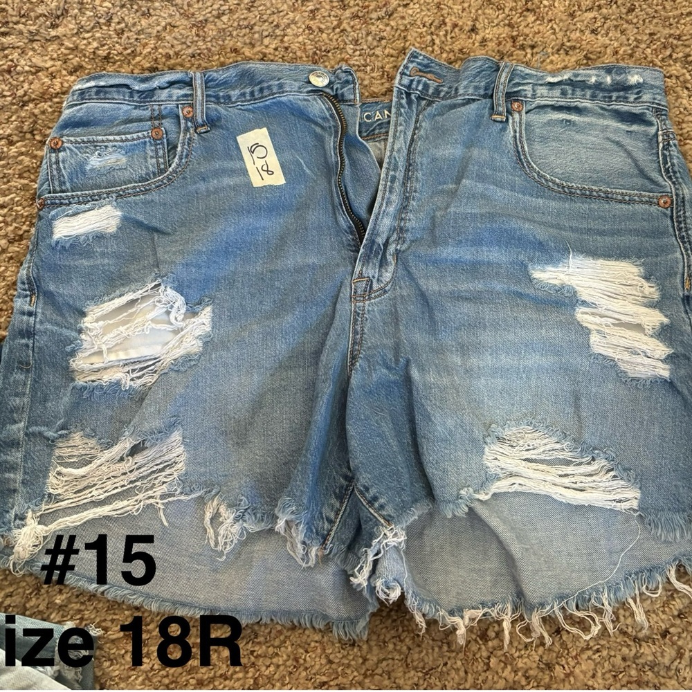 American Eagle Outfitters Blue Distressed Denim Shorts